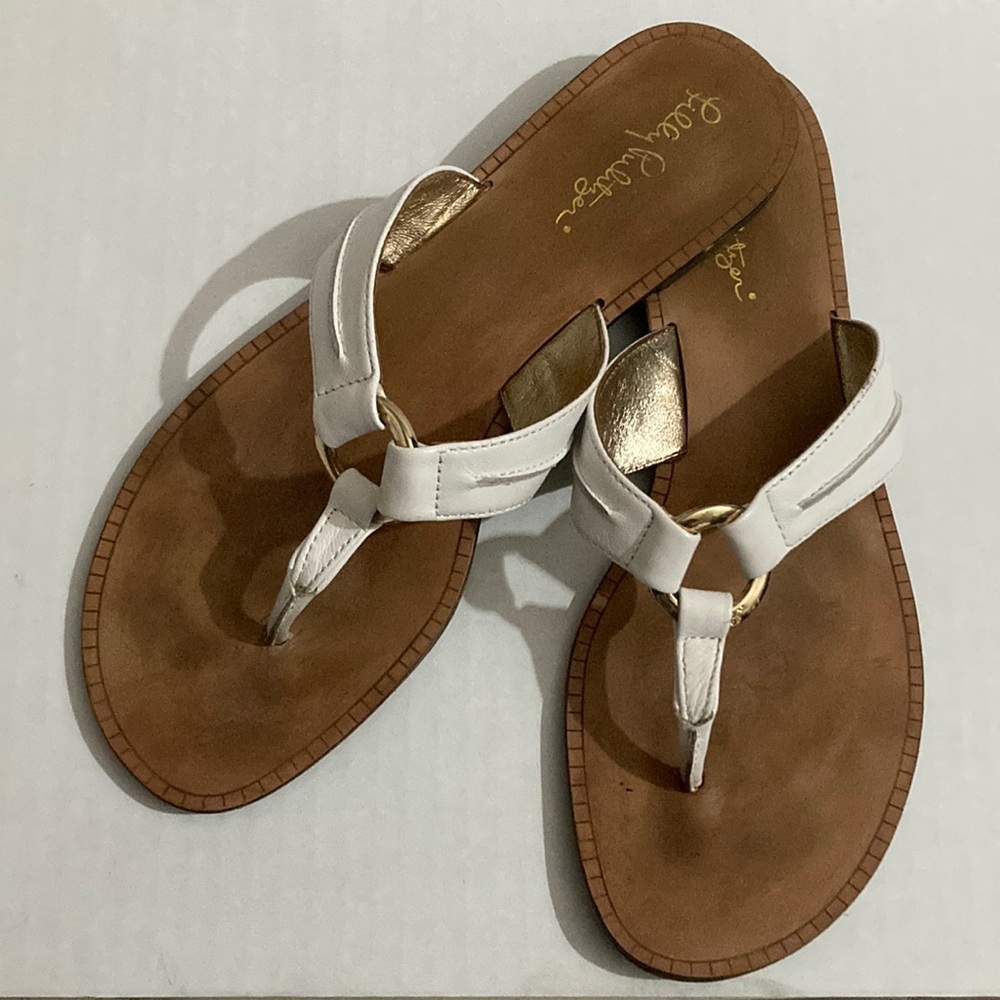 LillyPulitzer Mc Kim white sandals.